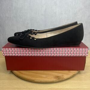 Dress Barn Fiona Womens Microsuede Vegan Black Flat Shoes Size 9M